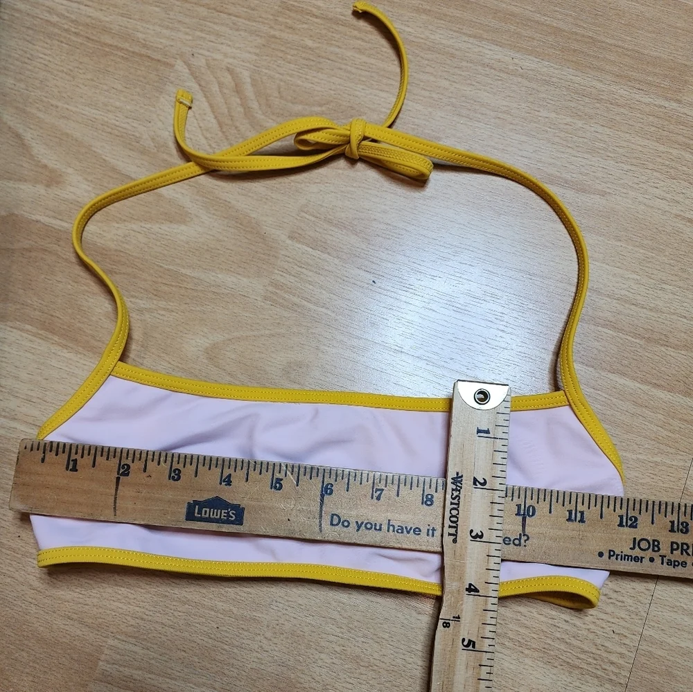 NWT Madewell x‎ OOKIOH Calabria Bandeau Bikini Top Pink Yellow Colorblock XS